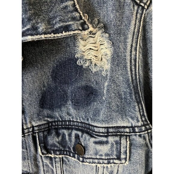 For the Republic Jean Jacket Distressed Denim Embroidered Size XS Unisex - Picture 5 of 10